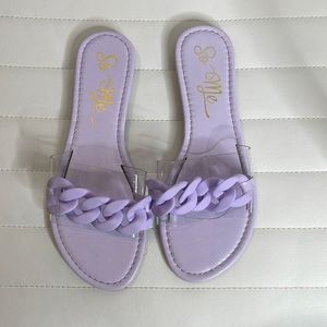 Black purple sandals size 10